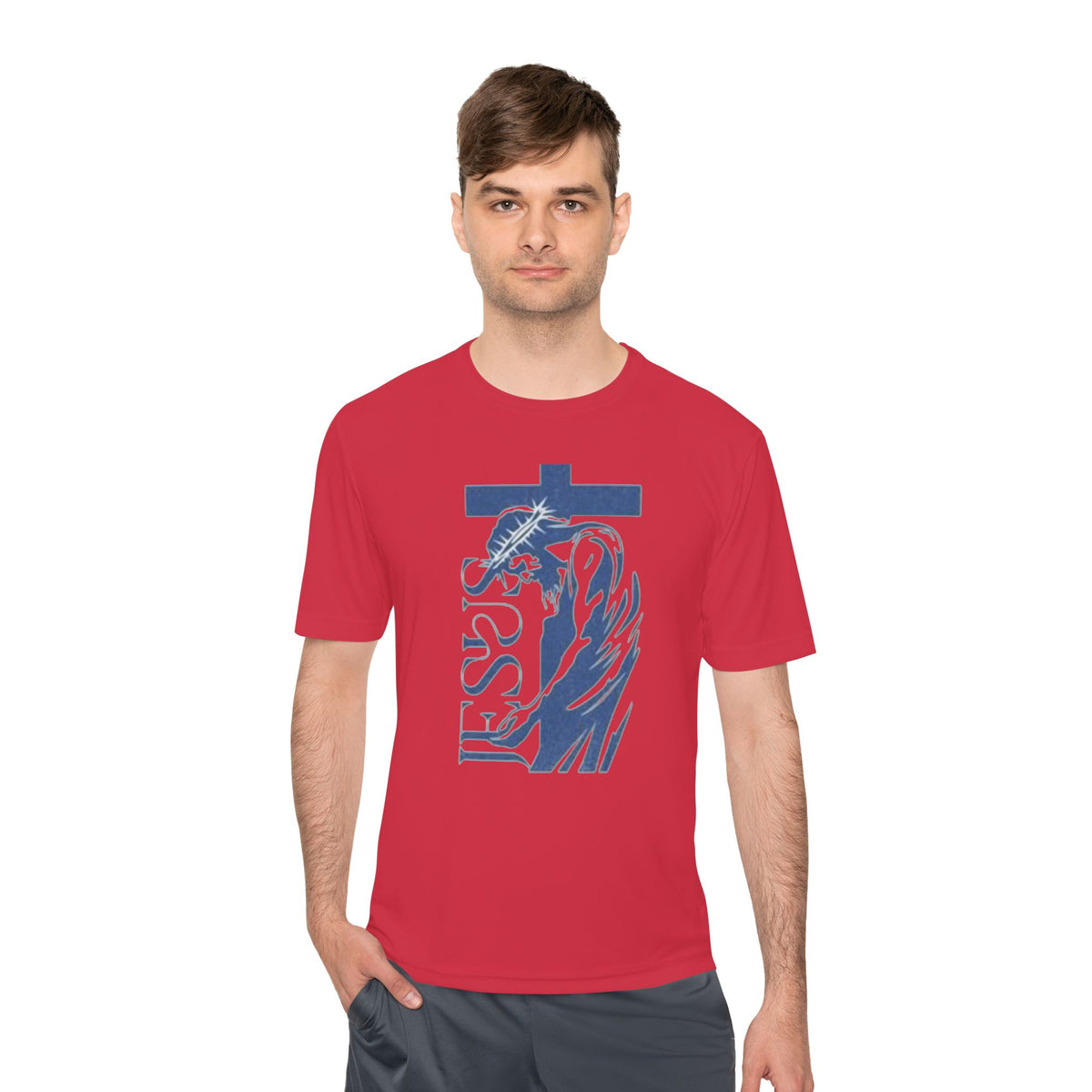 Jesus Saves Tee — Christian Cross & Crown of Thorns Graphic Moisture-Wicking Shirt