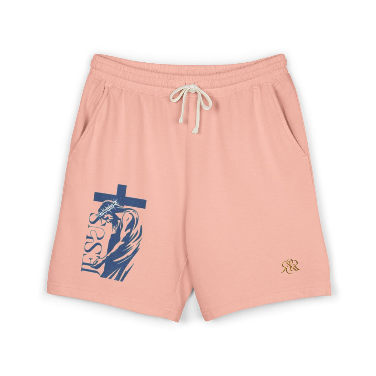 Faith Graphic Sweat Shorts — 'Jesus' Cross & Crown Lightweight Fleece