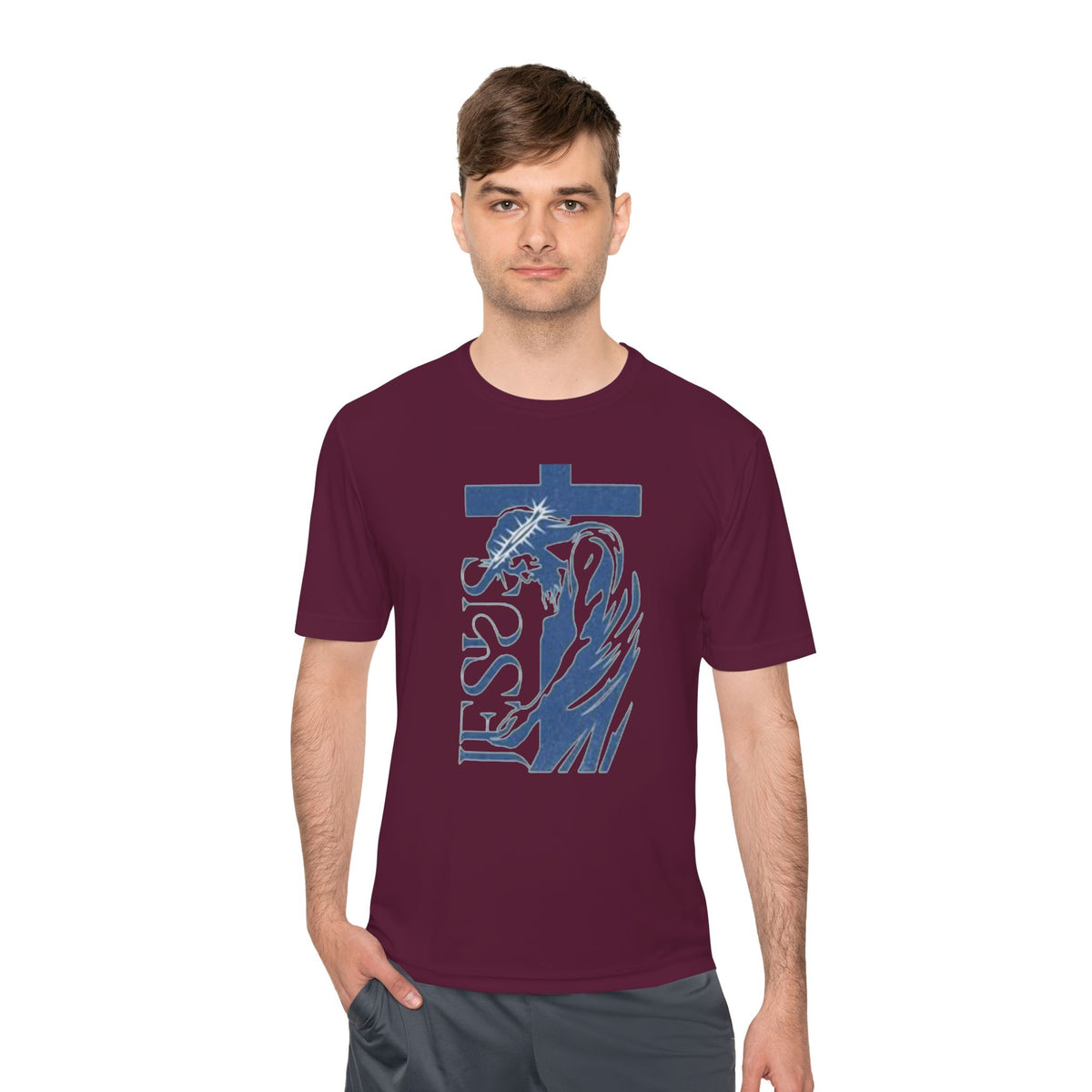 Jesus Saves Tee — Christian Cross & Crown of Thorns Graphic Moisture-Wicking Shirt