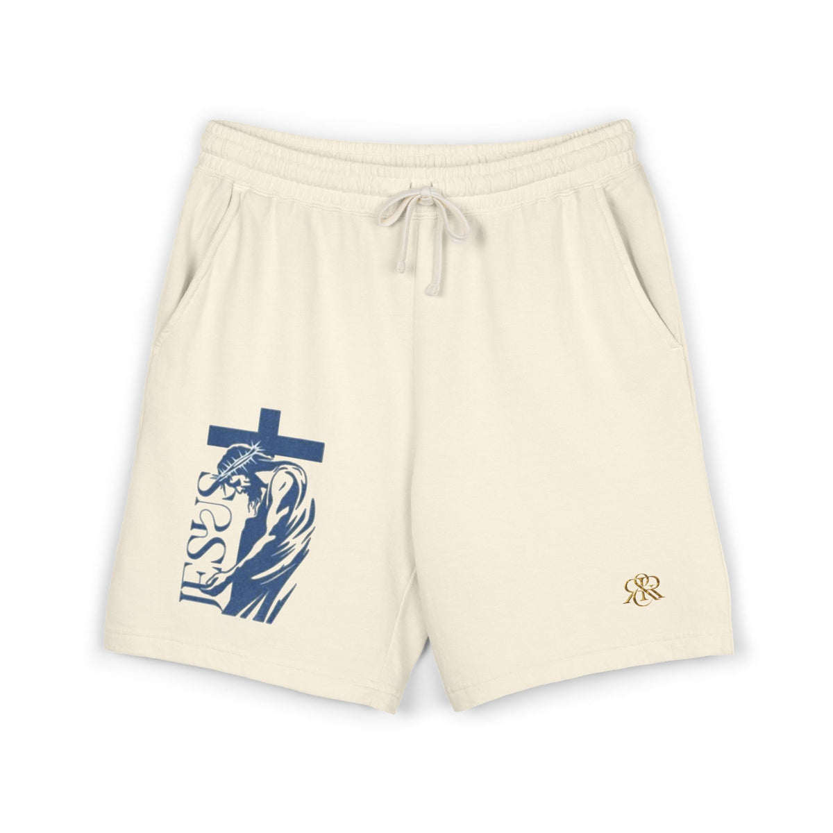 Faith Graphic Sweat Shorts — 'Jesus' Cross & Crown Lightweight Fleece