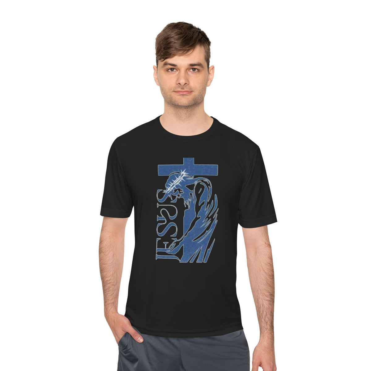 Jesus Saves Tee — Christian Cross & Crown of Thorns Graphic Moisture-Wicking Shirt
