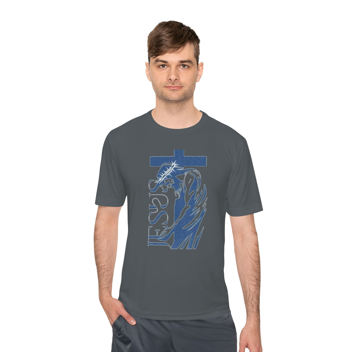 Jesus Saves Tee — Christian Cross & Crown of Thorns Graphic Moisture-Wicking Shirt