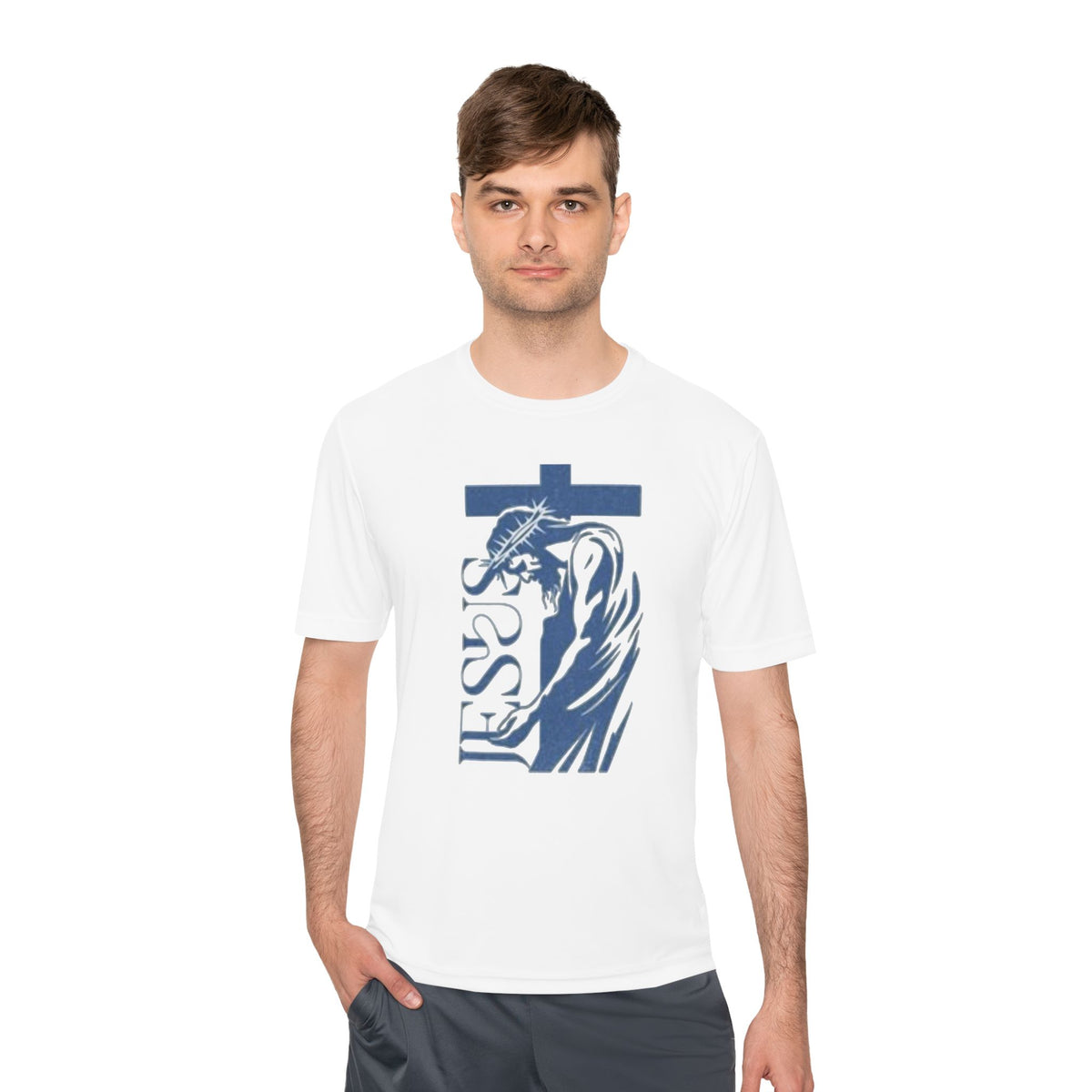 Jesus Saves Tee — Christian Cross & Crown of Thorns Graphic Moisture-Wicking Shirt