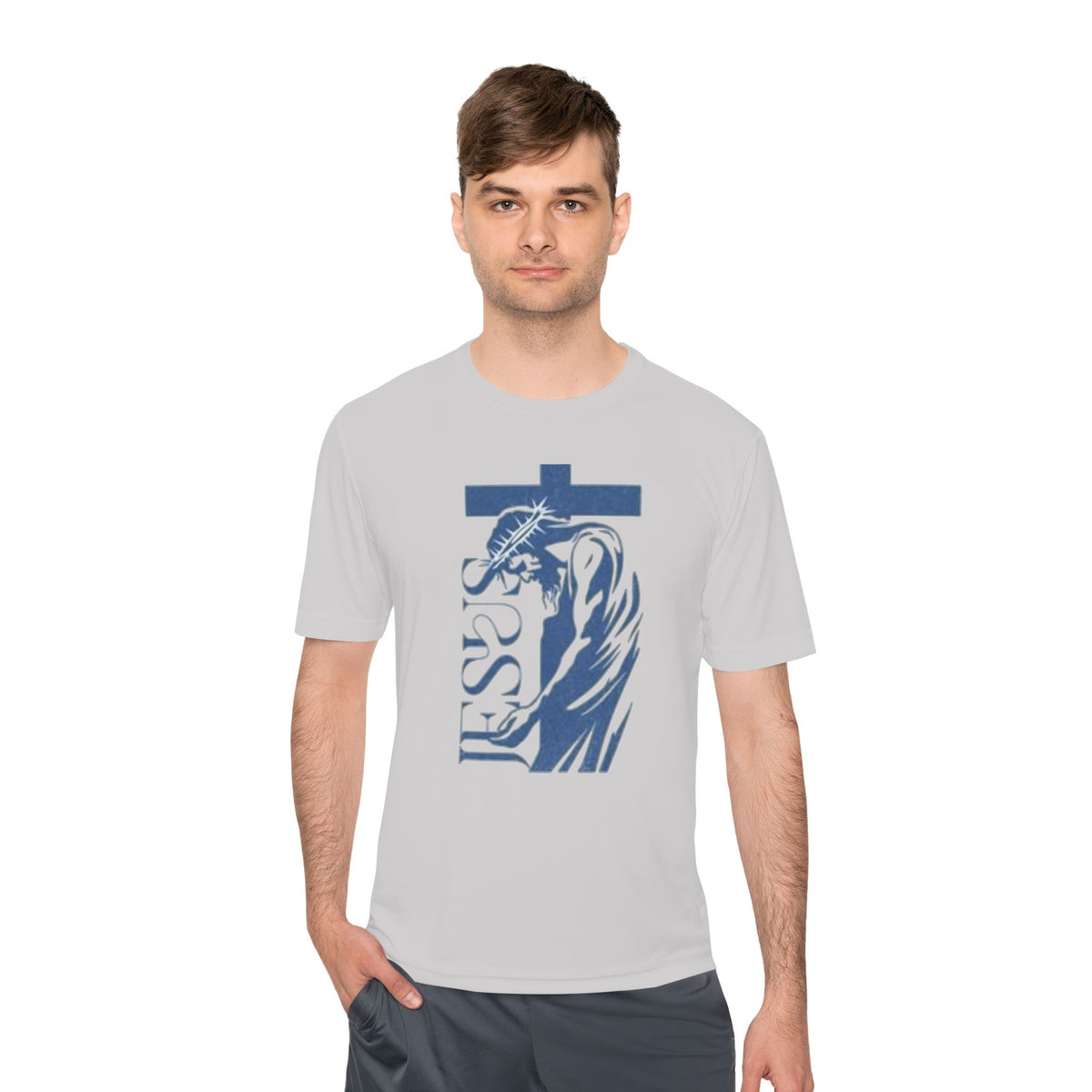 Jesus Saves Tee — Christian Cross & Crown of Thorns Graphic Moisture-Wicking Shirt