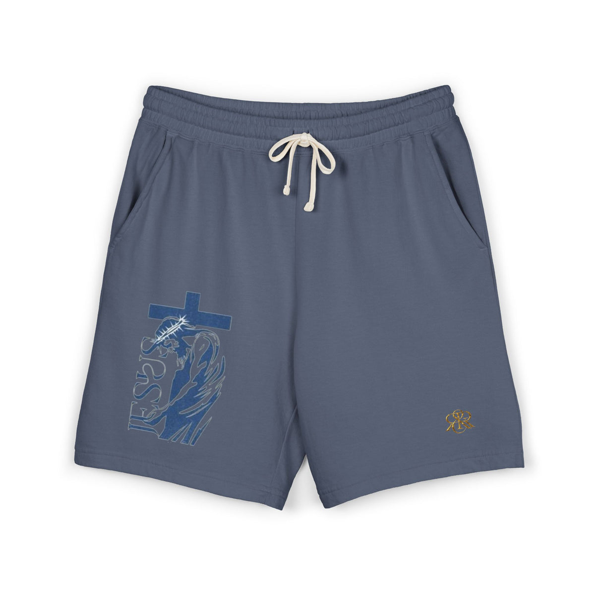 Faith Graphic Sweat Shorts — 'Jesus' Cross & Crown Lightweight Fleece